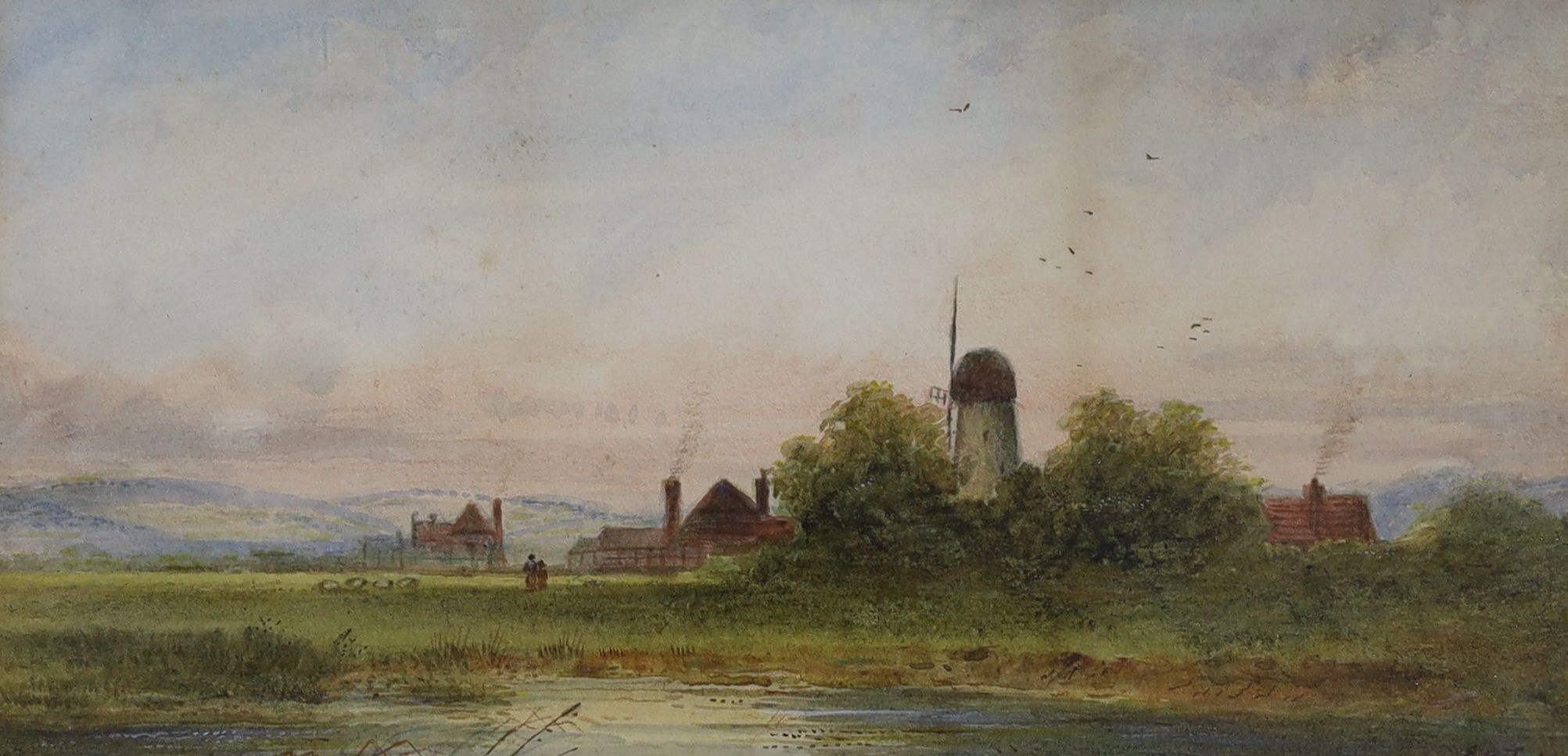 Edward B. Lait, watercolour, 'At Rodmell, Sussex', signed, 15 x 29cm and a print of 'Lewes Crescent, Brighton', by Harry Toothill, signed in pencil, 26 x 38cm